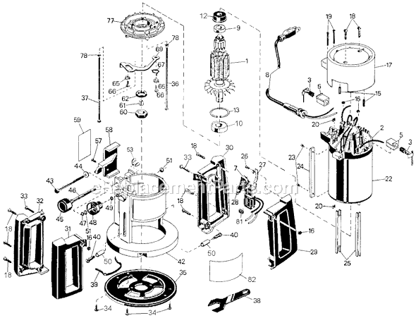 Page A Diagram and Parts List for Type 4 Black and Decker Router